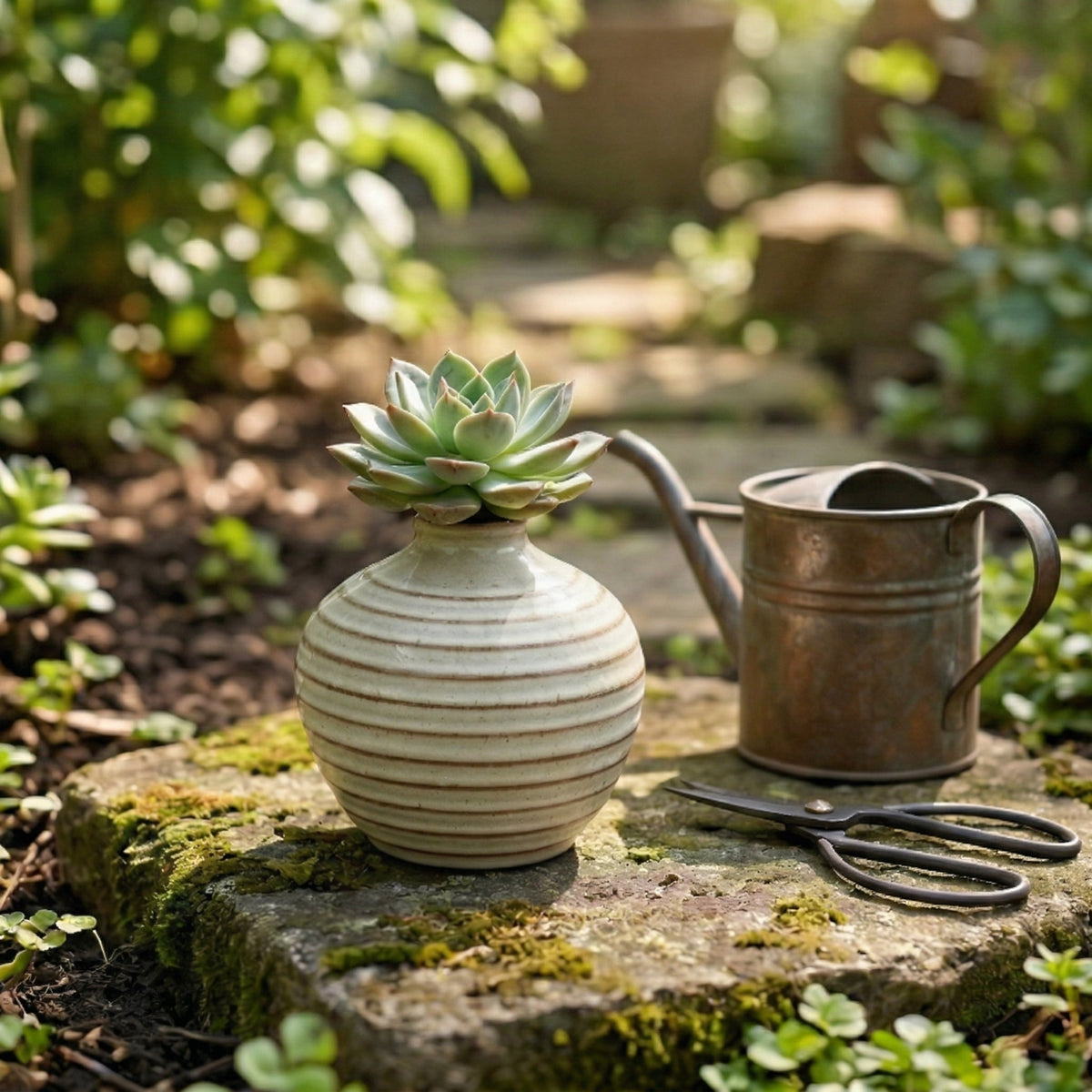 🍊LUMIKIDIY™ Round Ribbed Ceramic Bud Vase