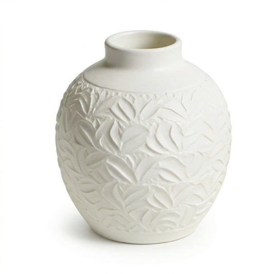 🍎LUMIKIDIY™ Embossed White Floral Ceramic Vase