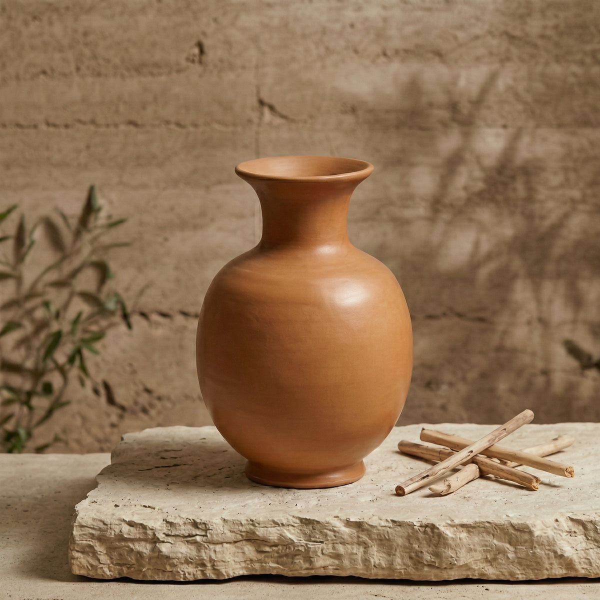 🥥LUMIKIDIY™ Rustic Brown Ceramic Decorative Vase